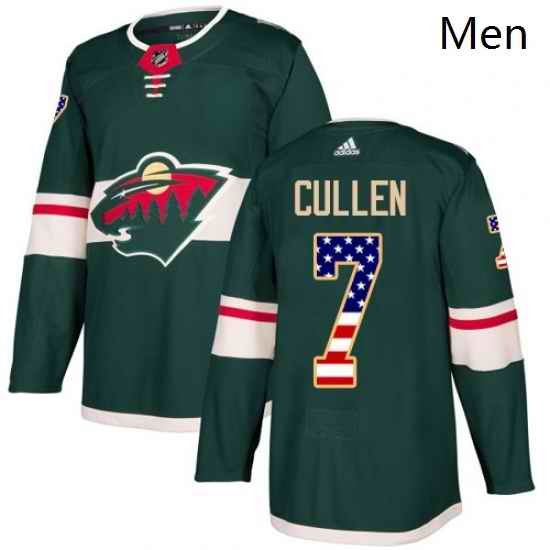 Mens Adidas Minnesota Wild 7 Matt Cullen Authentic Green USA Flag Fashion NHL Jersey
